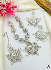 Fancy Beautiful Delicate Design Zircon Mala Style Set With Teeka and Bounda For Her😍😍😍