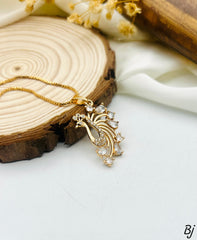 Fancy Beautiful Gold Plated Peacock Design Zircon Pendants For Her😍