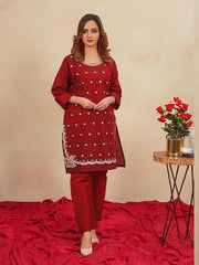 2 piece Cotton Embroidered Suiting