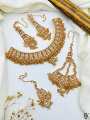 Fancy Beautiful Gold Plated Full Zircon Work Necklace With Jhomer Earings And Tika For Her😍😍