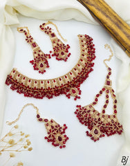 Fancy Beautiful Gold Plated Full Zircon Work Necklace With Jhomer Earings And Tika For Her😍😍