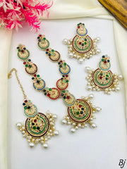 Fancy Beautiful Delicate Design Zircon Mala Style Set With Teeka and Bounda For Her😍😍😍