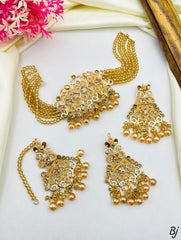 Fancy Beautiful Delicate Design Zircon Work Choker Set With Earings And Tika For Her😍😍😍