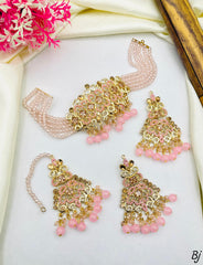 Fancy Beautiful Delicate Design Zircon Work Choker Set With Earings And Tika For Her😍😍😍