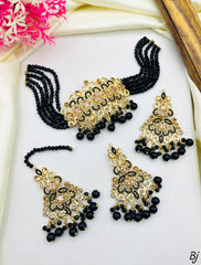 Fancy Beautiful Delicate Design Zircon Work Choker Set With Earings And Tika For Her😍😍😍