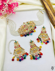 Fancy Beautiful Delicate Design Zircon Work Choker Set With Earings And Tika For Her😍😍😍