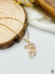 Fancy Beautiful Gold Plated Peacock Design Zircon Pendants For Her😍