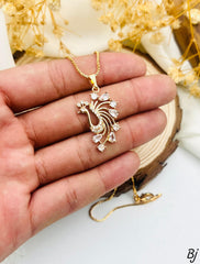 Fancy Beautiful Gold Plated Peacock Design Zircon Pendants For Her😍