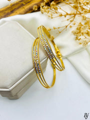 Fancy Beautiful Gold Plated 2 Peice Indian Stones Bangles For Her😍