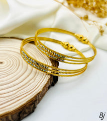 Fancy Beautiful Gold Plated 2 Peice Indian Stones Bangles For Her😍