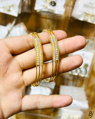 Fancy Beautiful Gold Plated 2 Peice Indian Stones Bangles For Her😍